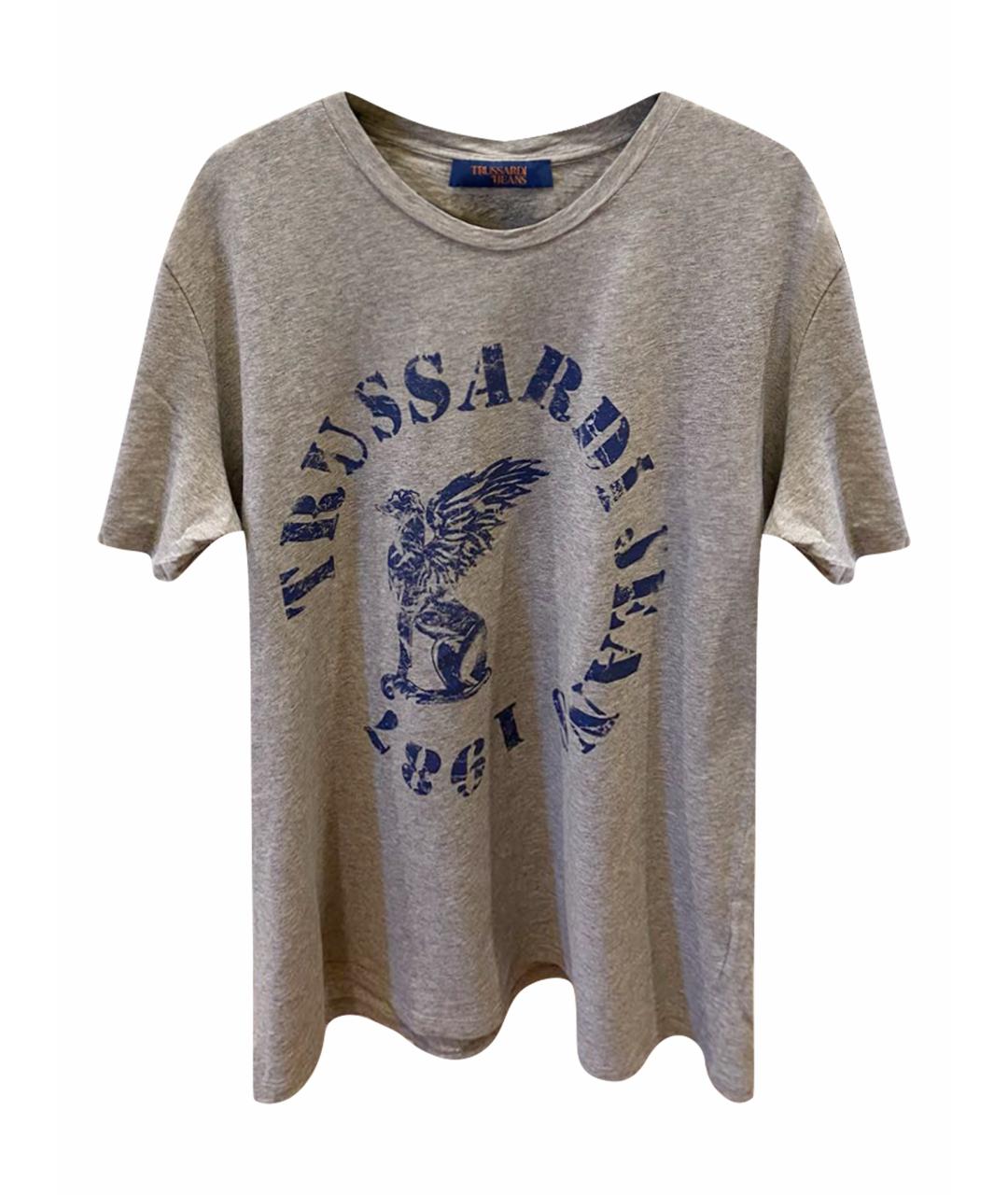 TRUSSARDI Серая хлопковая футболка, фото 1