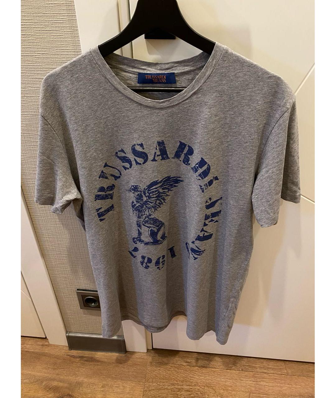 TRUSSARDI Серая хлопковая футболка, фото 6