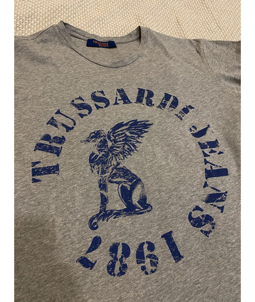 TRUSSARDI Серая хлопковая футболка, фото 4