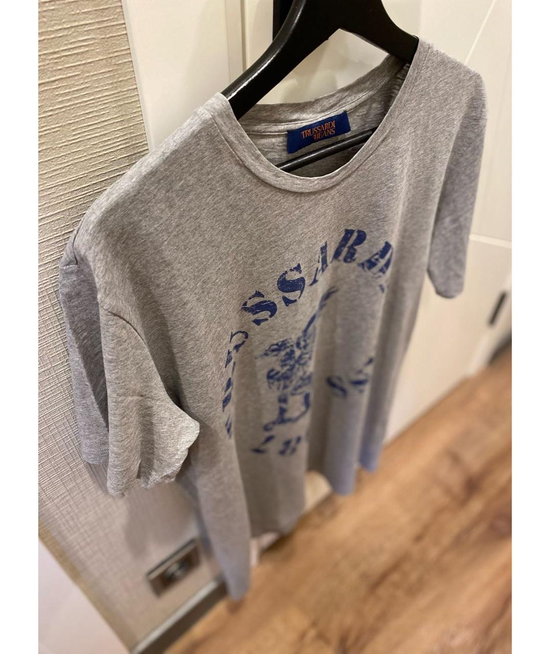 TRUSSARDI Серая хлопковая футболка, фото 3