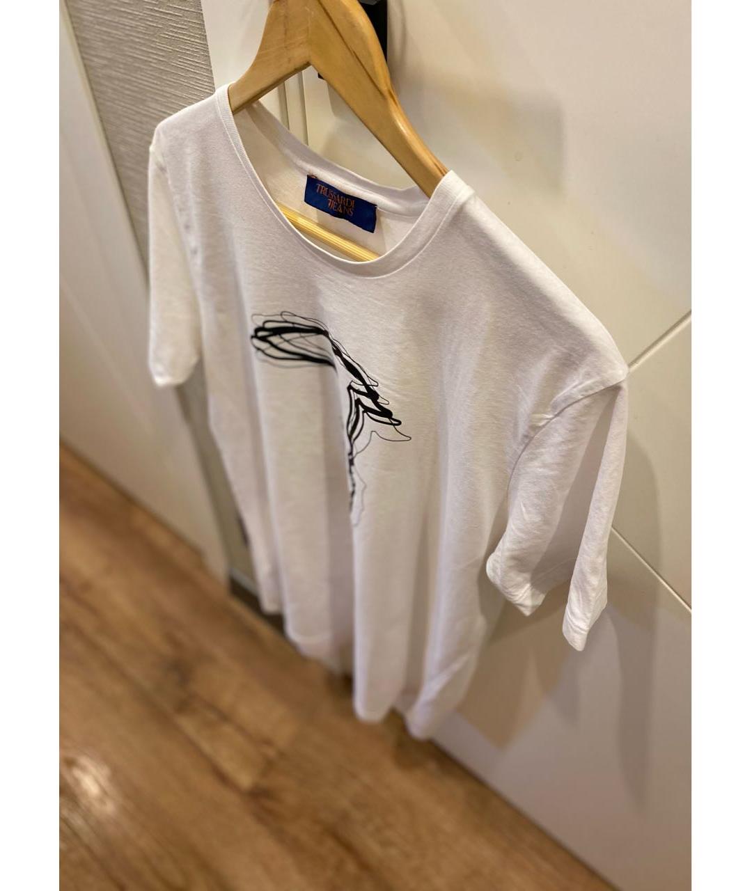 TRUSSARDI JEANS Белая хлопковая футболка, фото 3