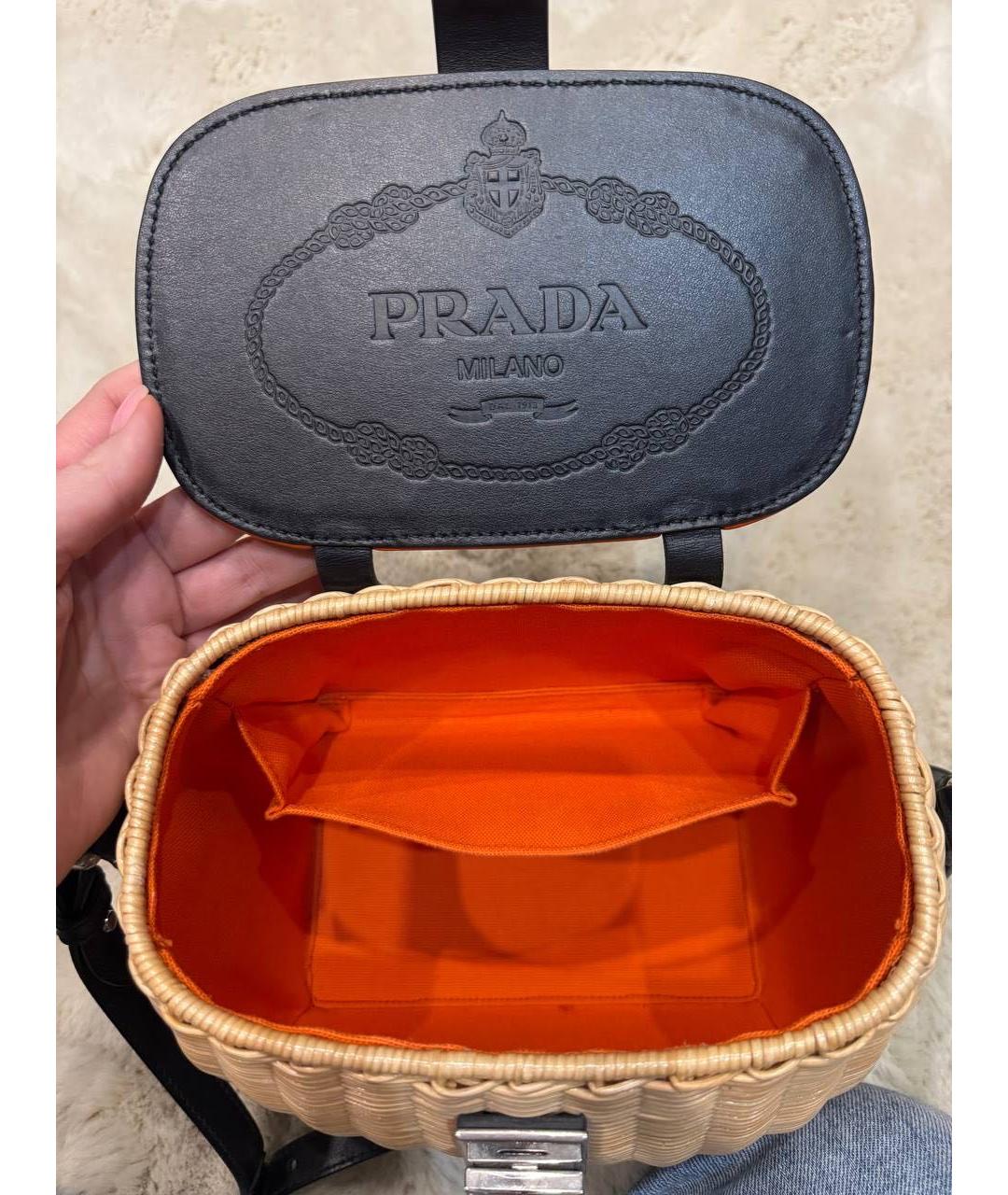 PRADA Бежевая плетеная сумка через плечо, фото 4