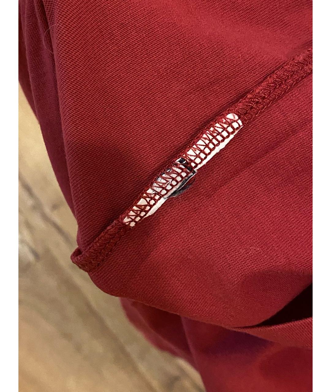 TRUSSARDI JEANS Бордовая хлопковая футболка, фото 7