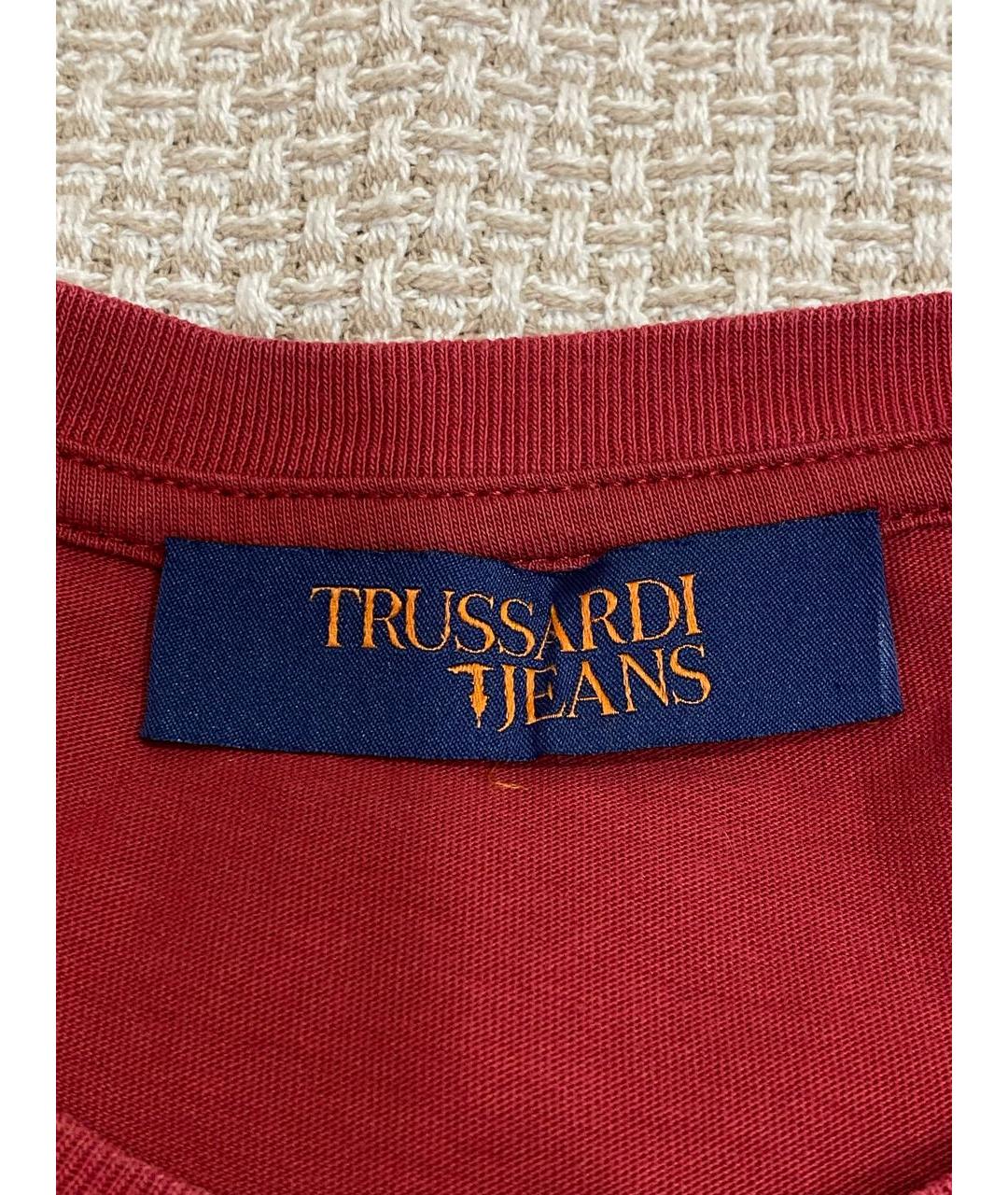 TRUSSARDI JEANS Бордовая хлопковая футболка, фото 6