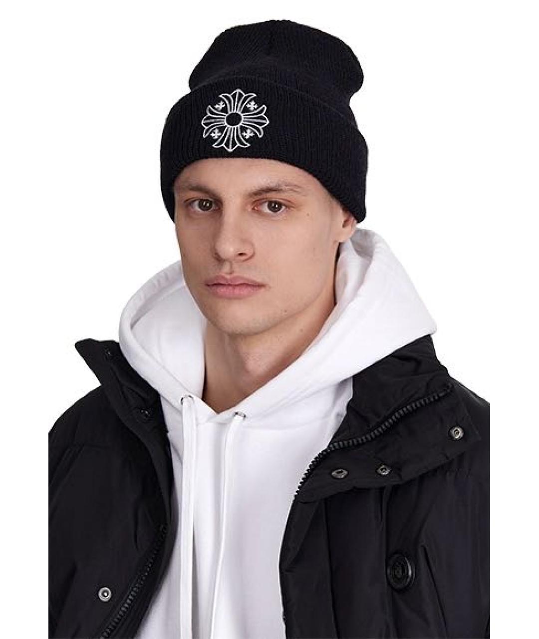 CHROME HEARTS Черная шерстяная шапка, фото 2