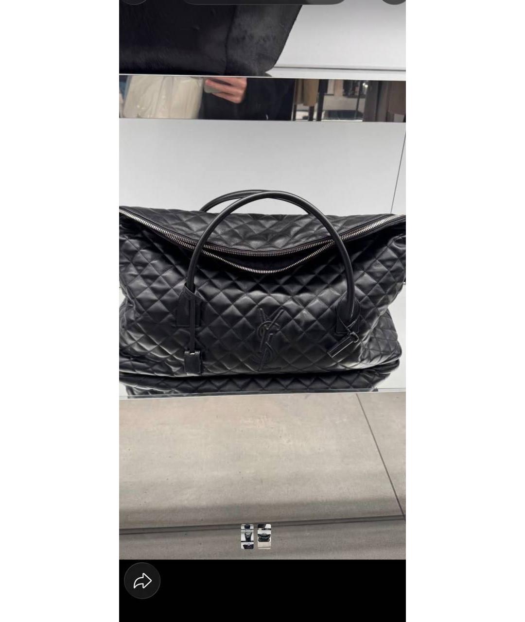 SAINT LAURENT Черная кожаная сумка с короткими ручками, фото 3