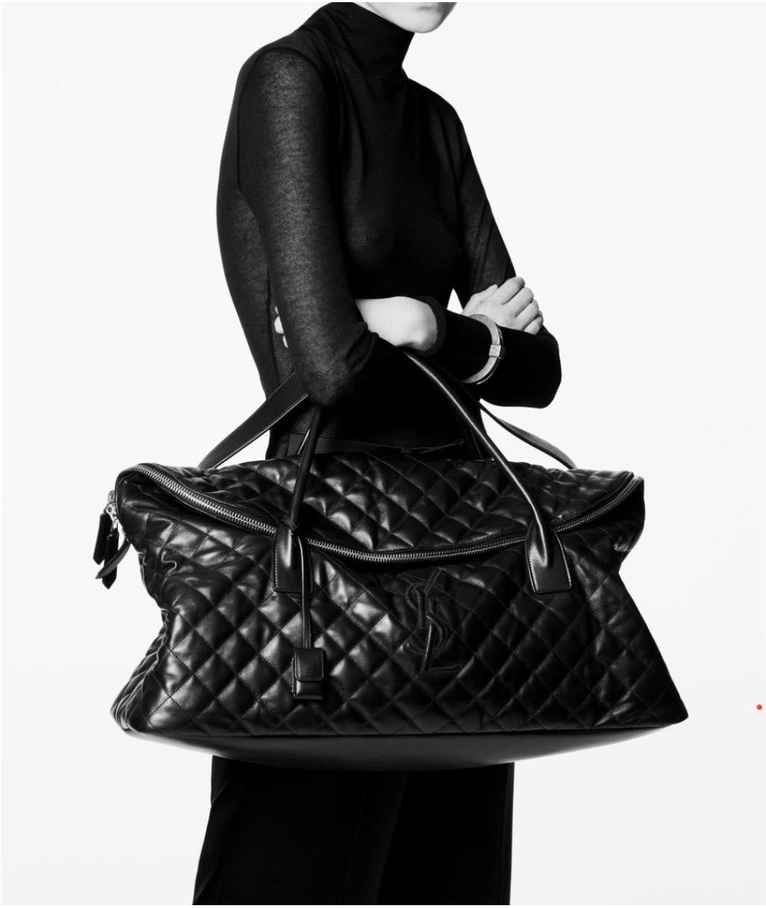 SAINT LAURENT Черная кожаная сумка с короткими ручками, фото 5