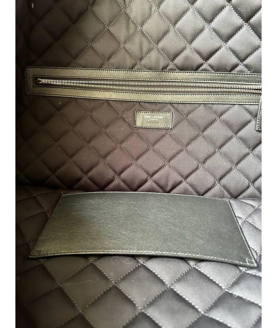 SAINT LAURENT Черная кожаная сумка с короткими ручками, фото 4