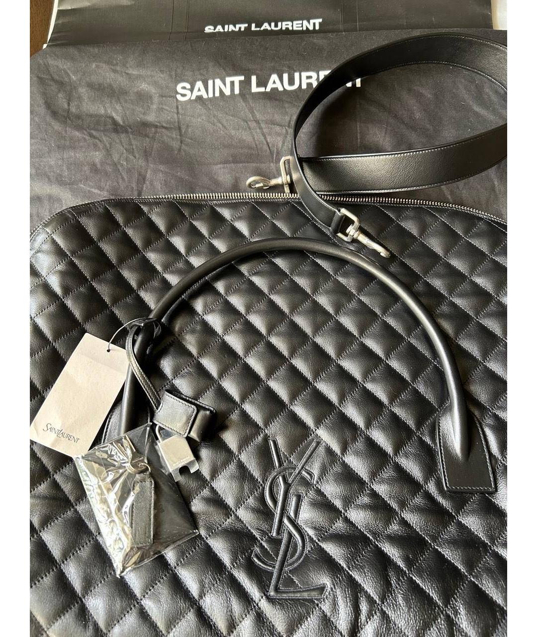 SAINT LAURENT Черная кожаная сумка с короткими ручками, фото 2
