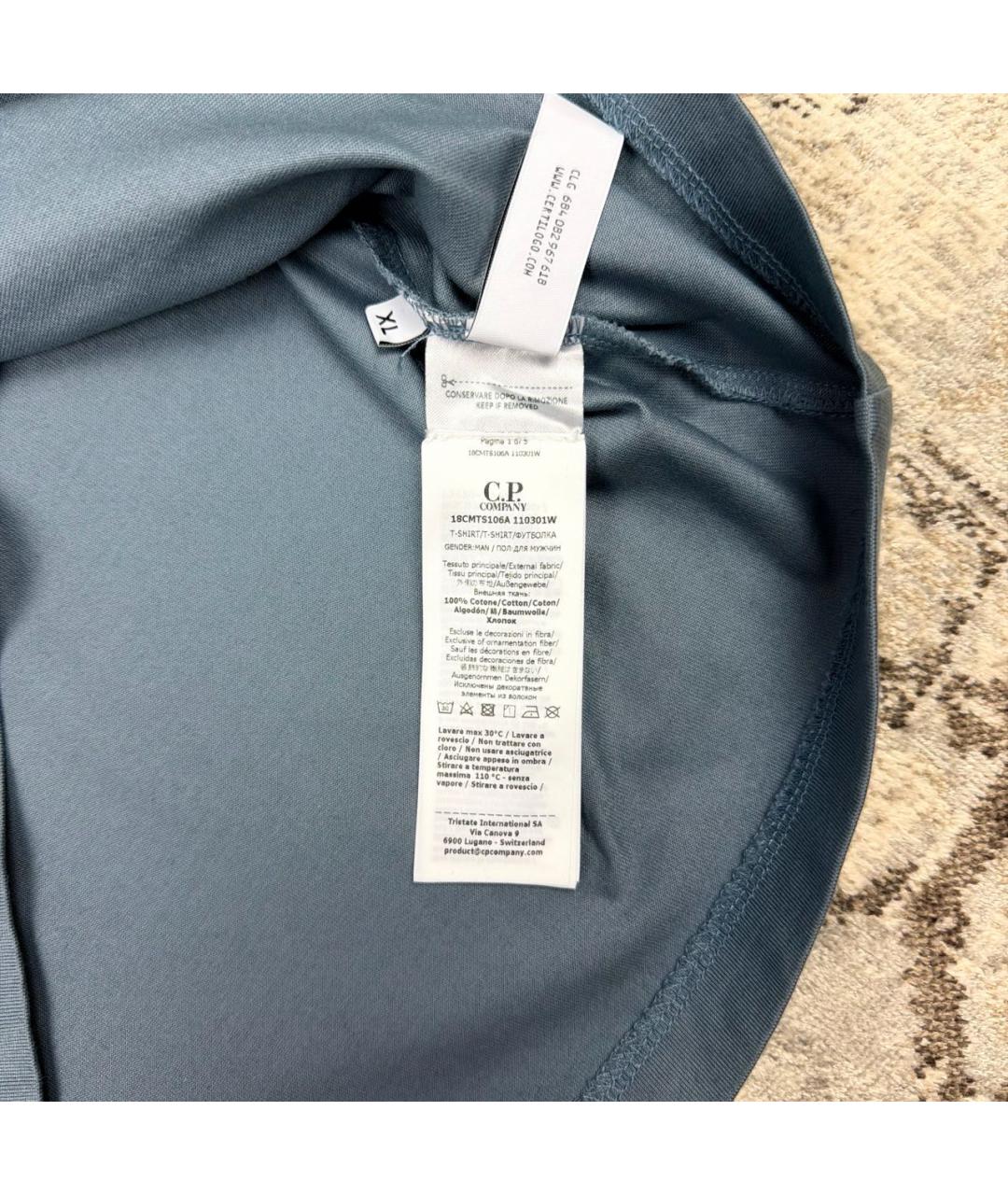 CP COMPANY Голубая хлопковая футболка, фото 4