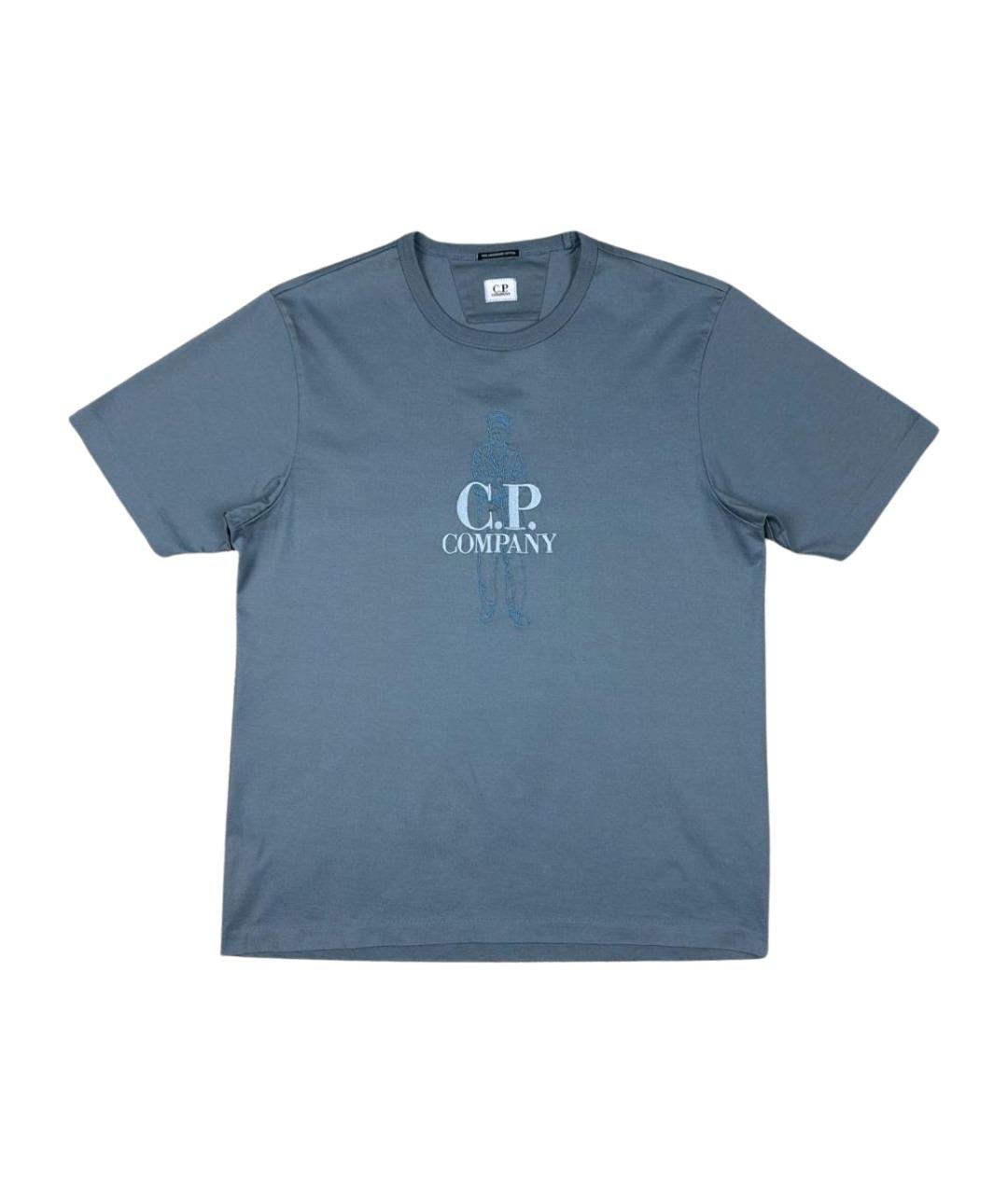 CP COMPANY Голубая хлопковая футболка, фото 1