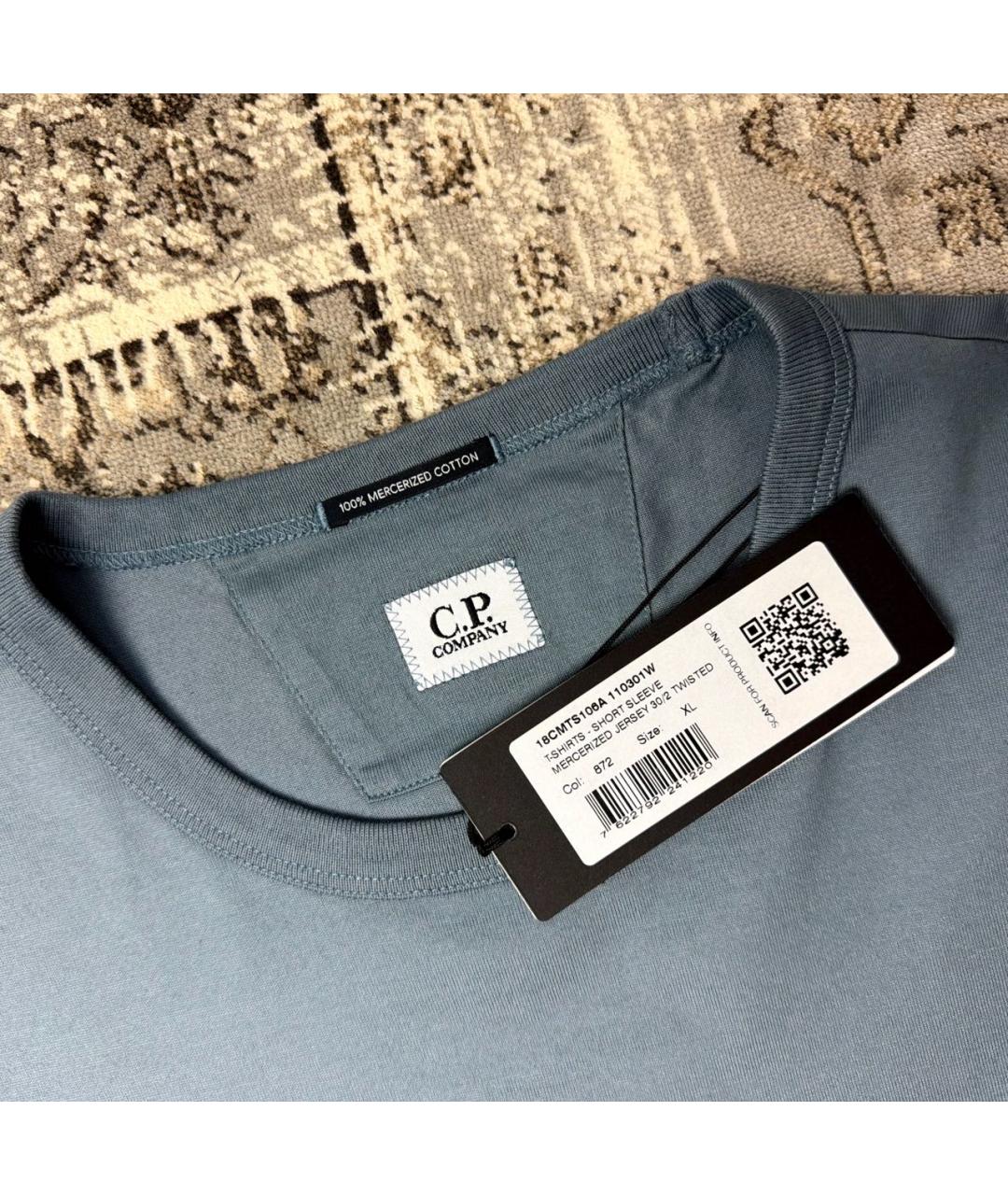 CP COMPANY Голубая хлопковая футболка, фото 3
