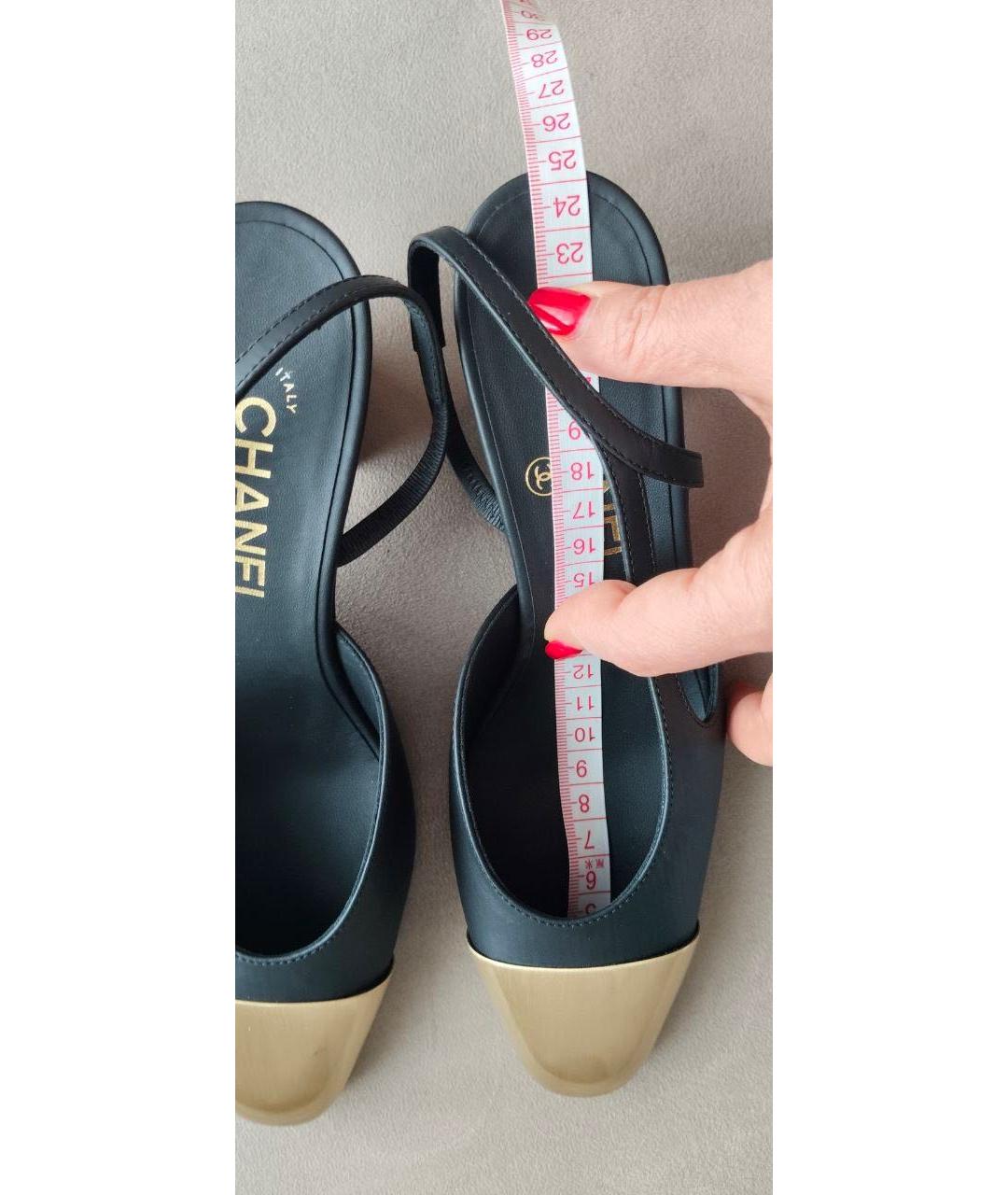 CHANEL Черные кожаные лодочки на низком каблуке, фото 7