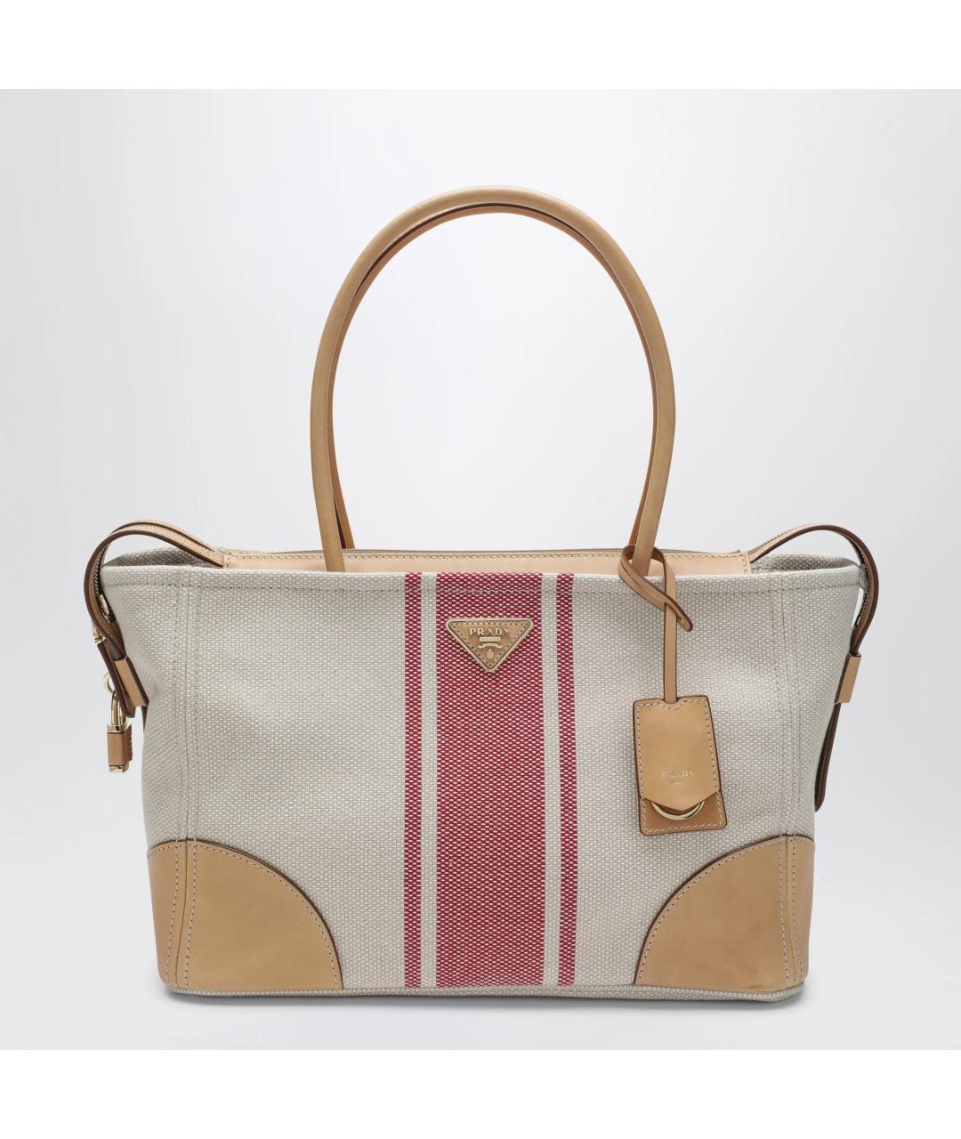 PRADA Бежевая тканевая сумка тоут, фото 3