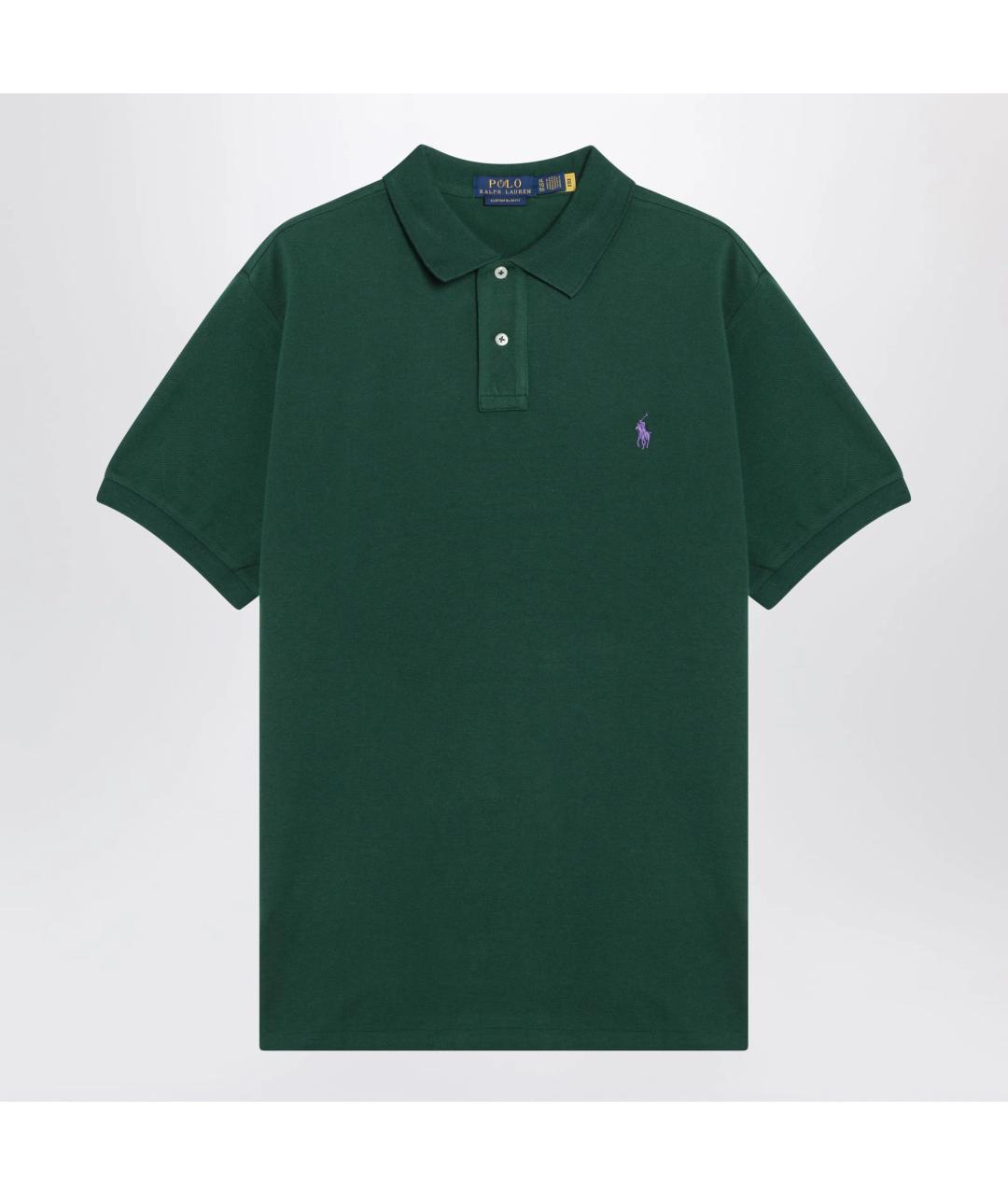 POLO RALPH LAUREN Зеленое хлопковое поло с коротким рукавом, фото 3