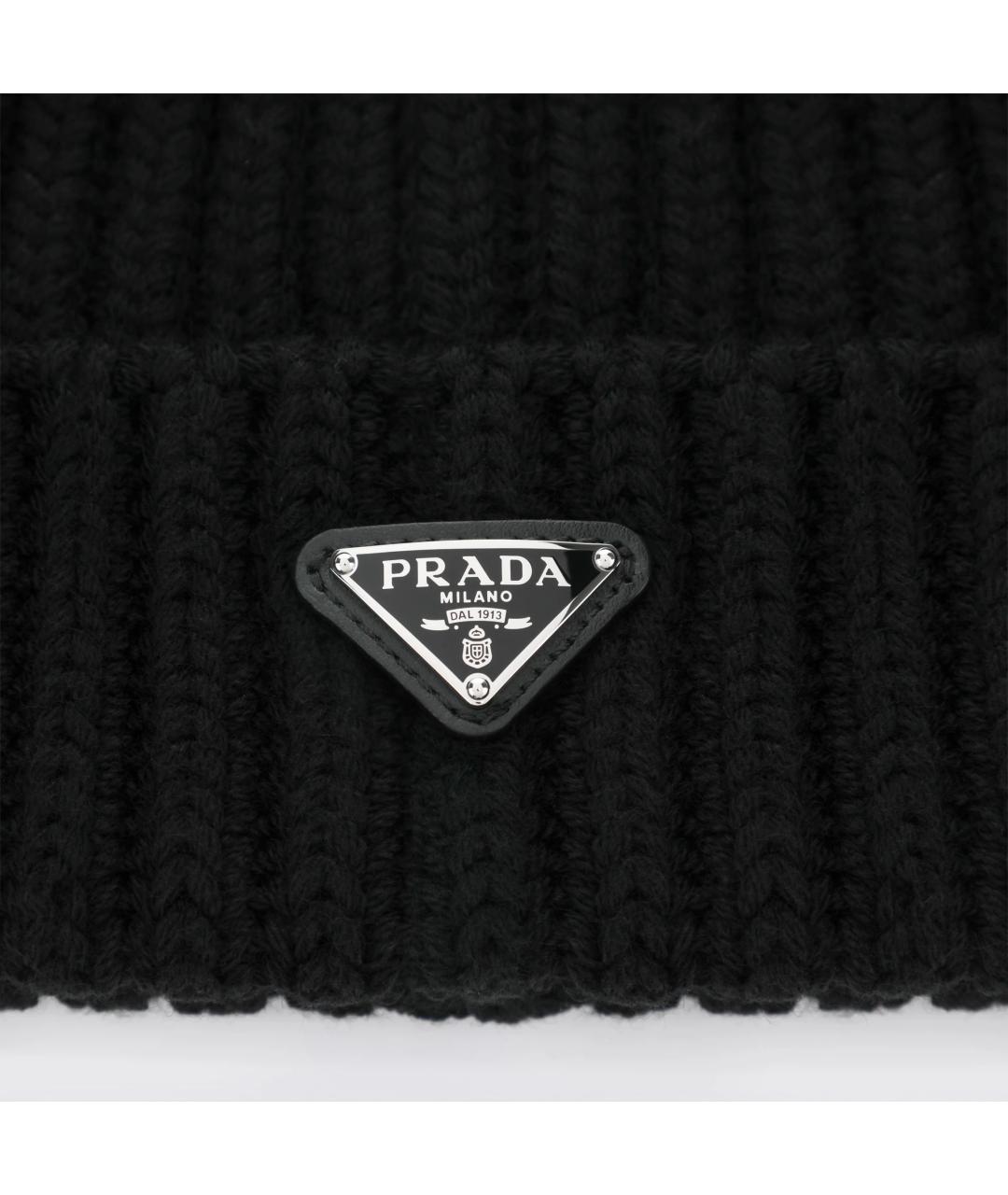 PRADA Черная шерстяная шапка, фото 2
