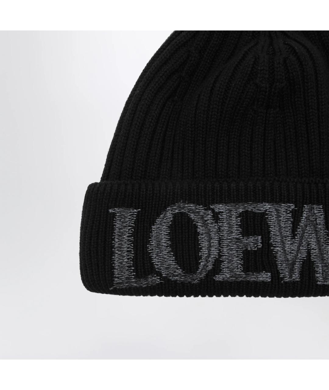 LOEWE Черная шерстяная шапка, фото 2