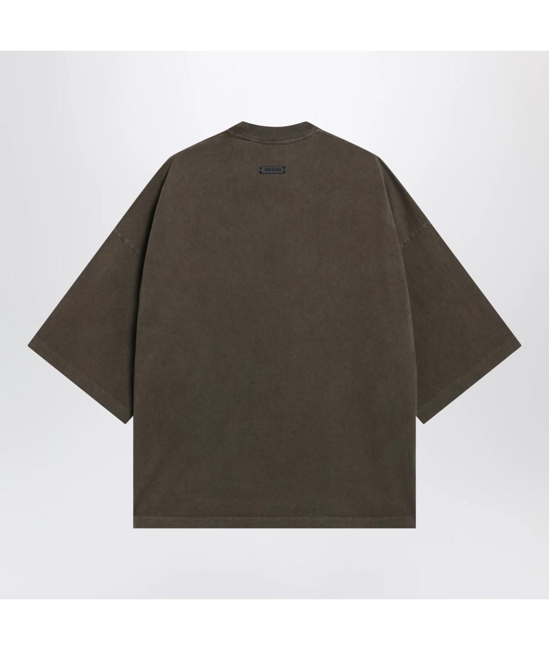 FEAR OF GOD Коричневая хлопковая футболка, фото 2