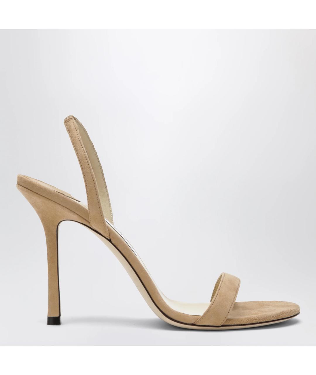 JIMMY CHOO Бежевые замшевые босоножки, фото 3