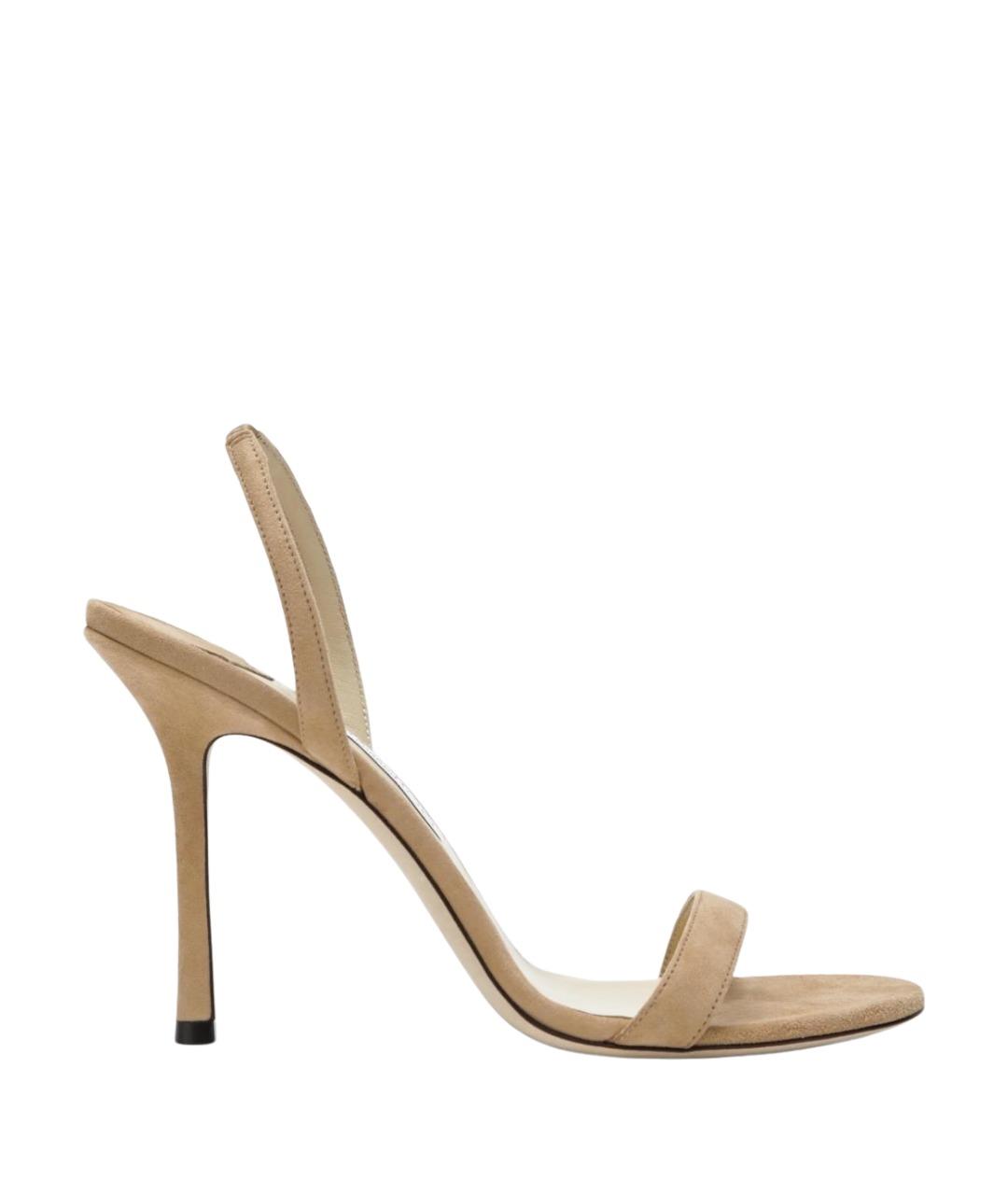 JIMMY CHOO Бежевые замшевые босоножки, фото 1