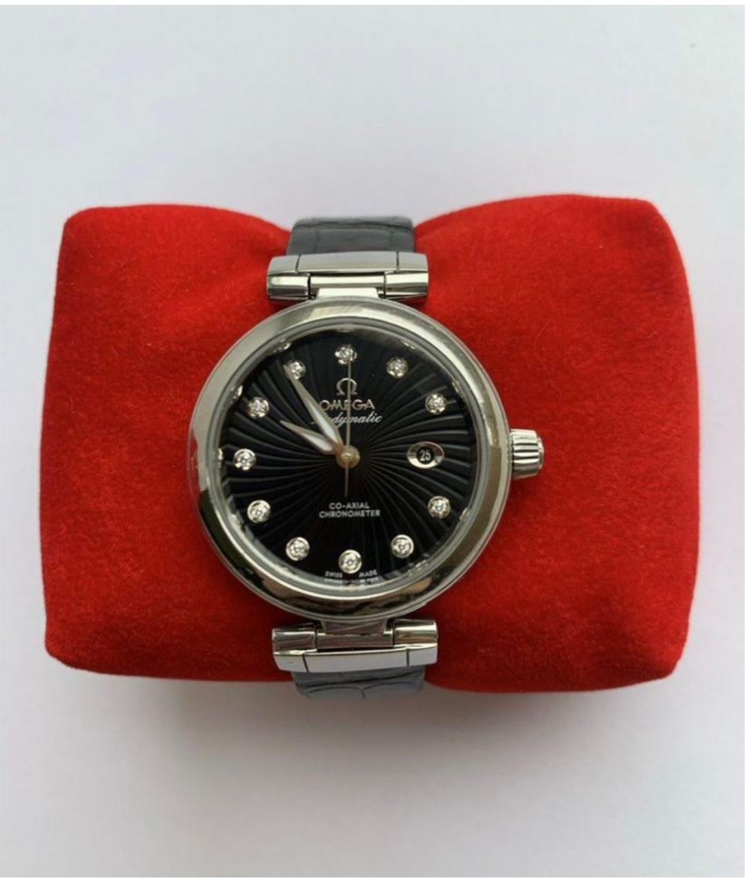 OMEGA Черные часы, фото 9