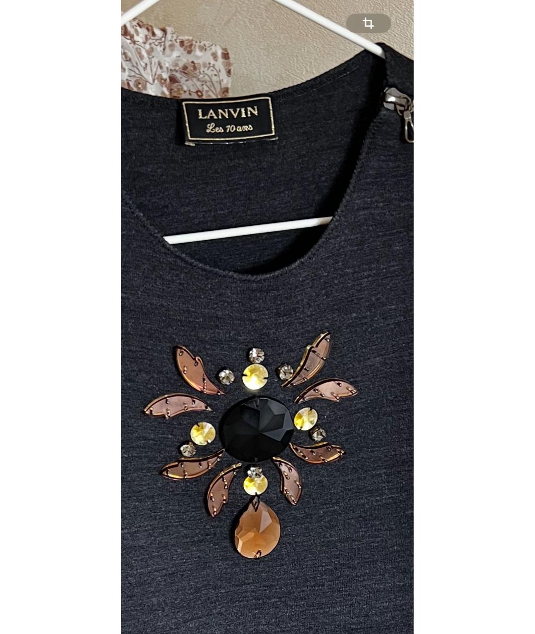 LANVIN Темно-синяя шерстяная жилетка, фото 4