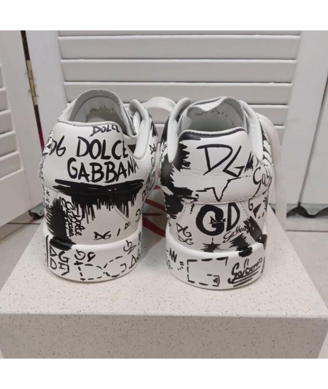 DOLCE&GABBANA Белые кожаные кеды, фото 3