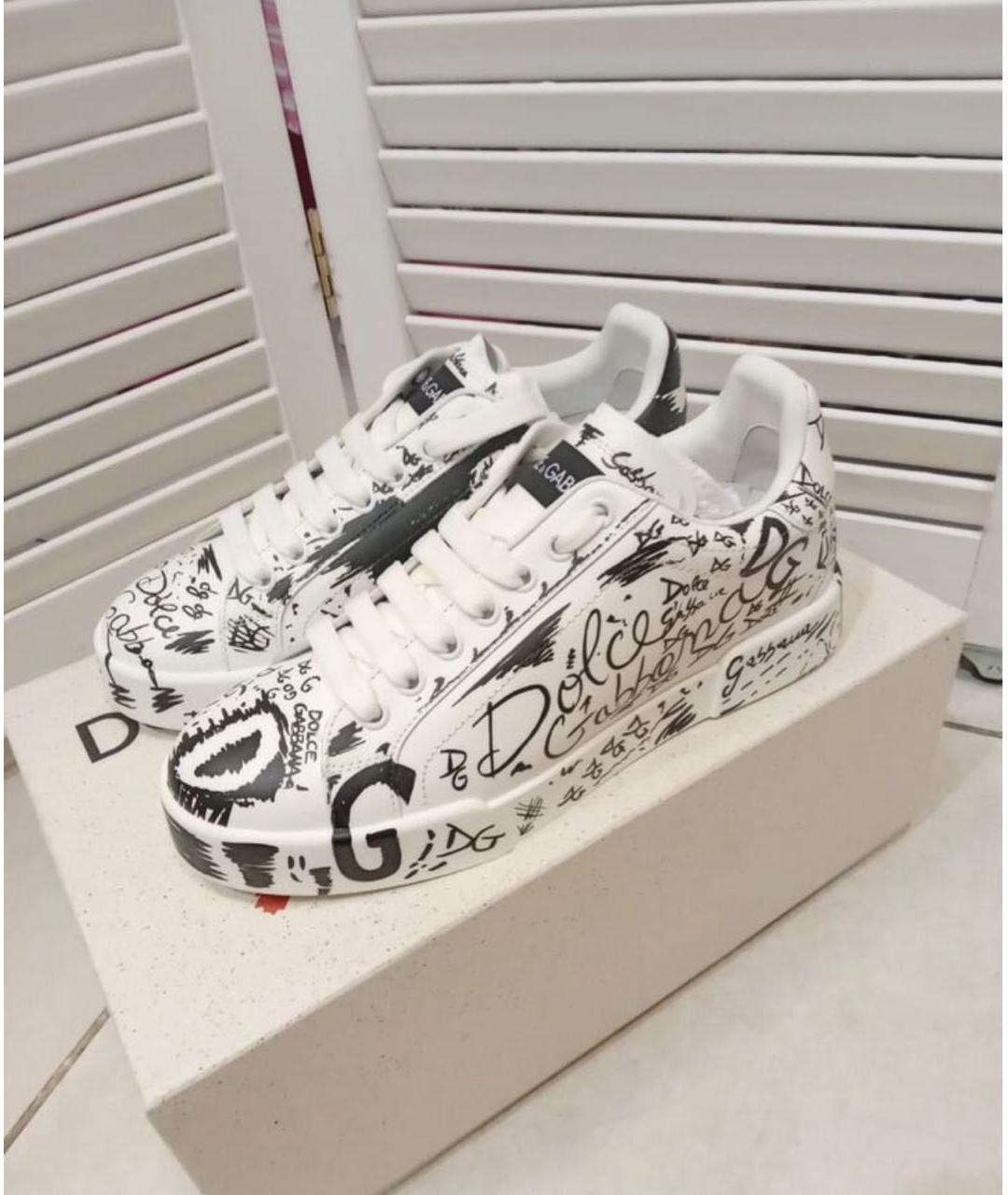 DOLCE&GABBANA Белые кожаные кеды, фото 2
