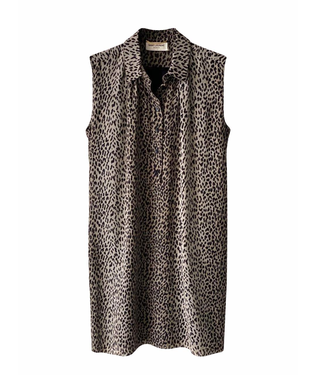 SAINT LAURENT Мульти шелковое повседневное платье, фото 1