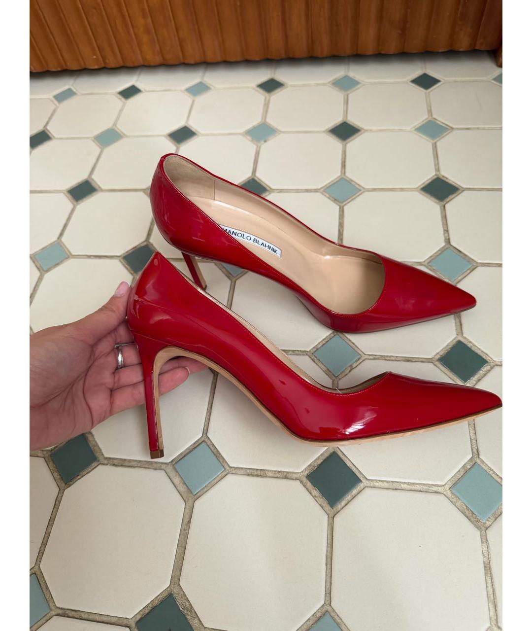 MANOLO BLAHNIK Красные кожаные туфли, фото 5