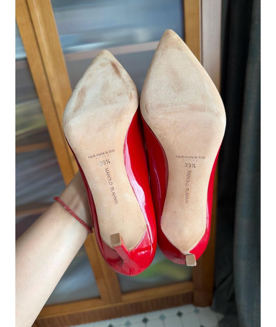 MANOLO BLAHNIK Красные кожаные туфли, фото 4