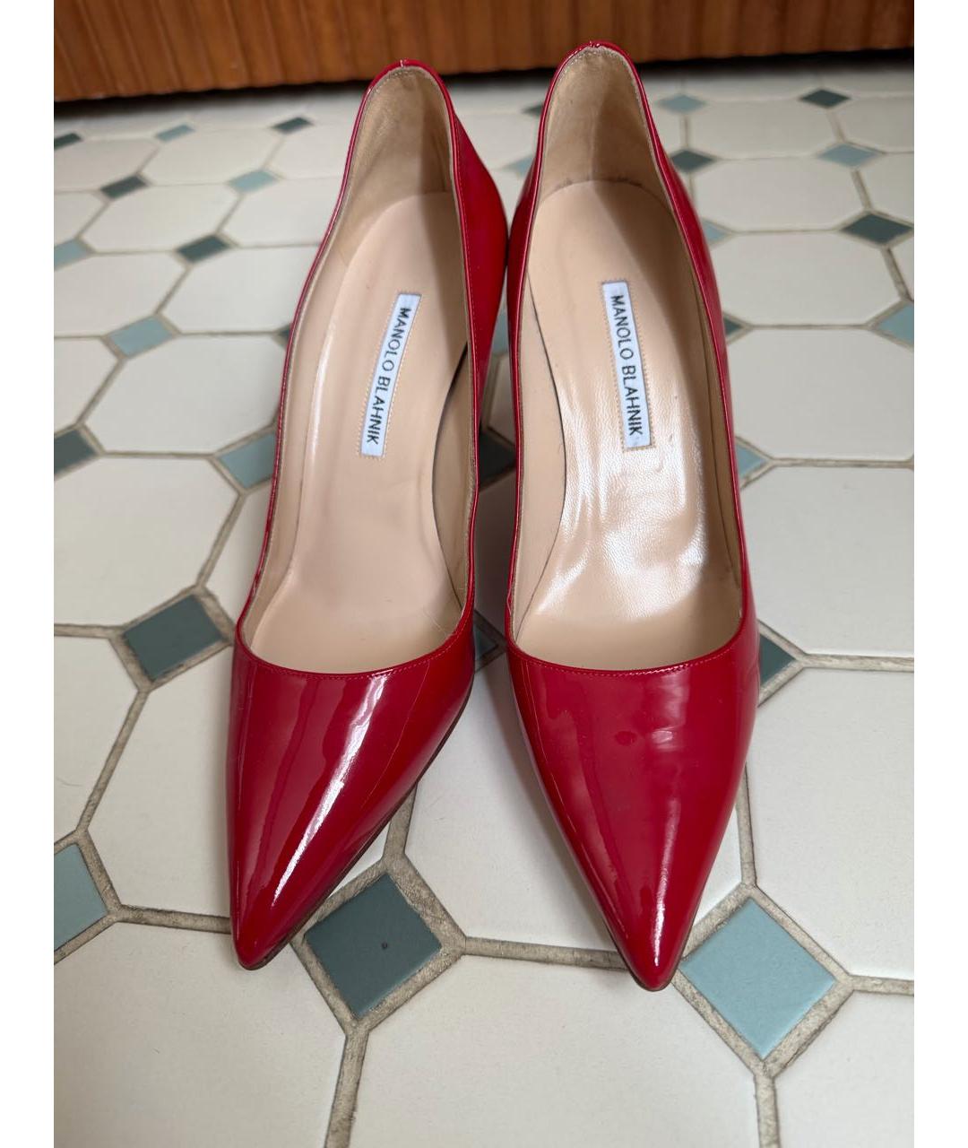MANOLO BLAHNIK Красные кожаные туфли, фото 3