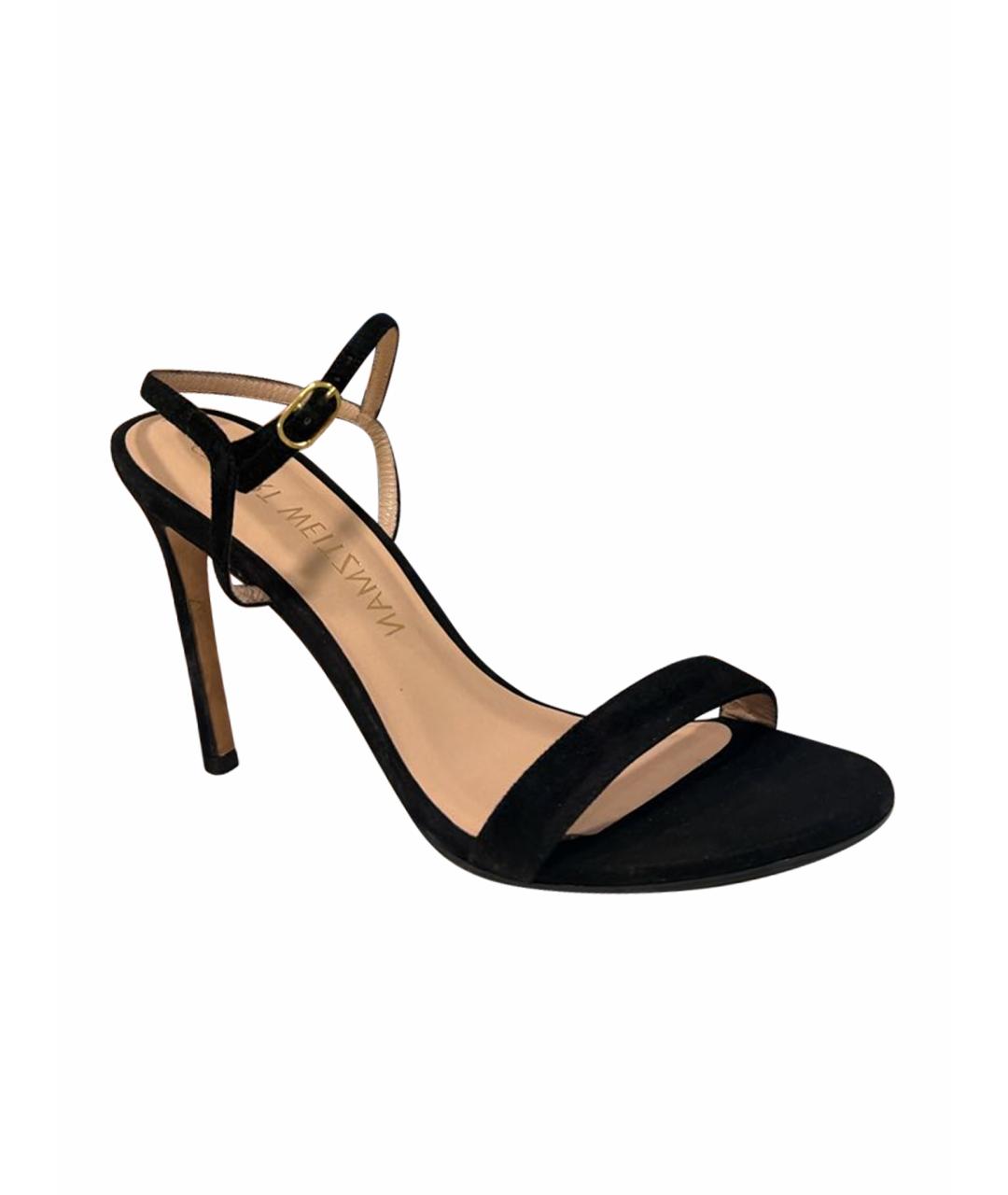 STUART WEITZMAN Черные босоножки из искусственной кожи, фото 4