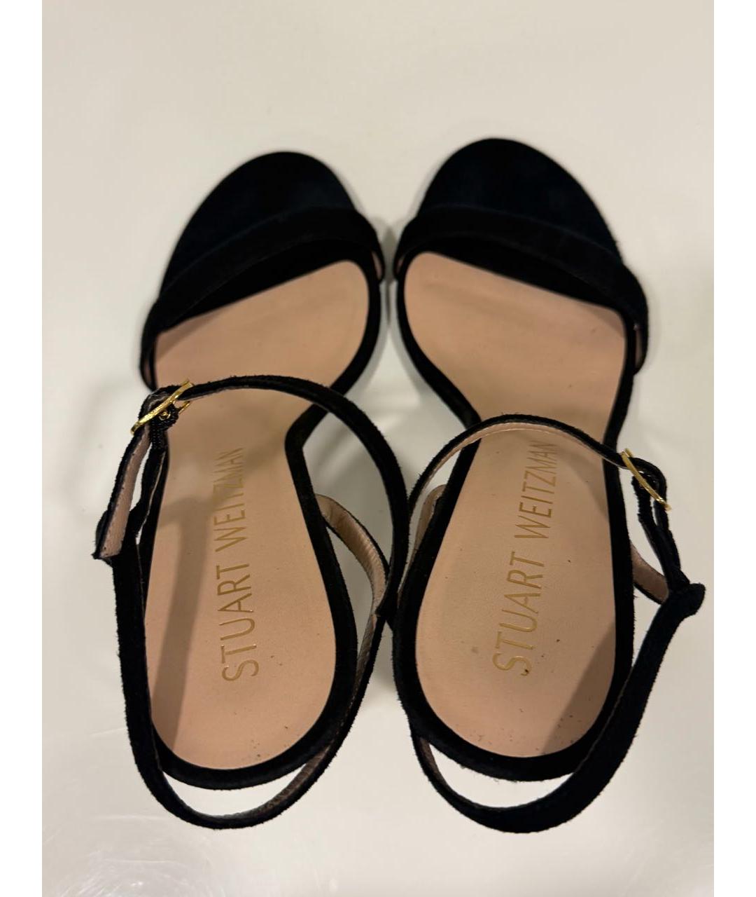 STUART WEITZMAN Черные босоножки из искусственной кожи, фото 3