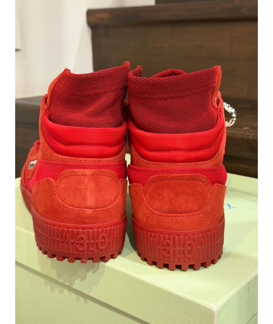 OFF-WHITE Красные замшевые высокие кроссовки / кеды, фото 4