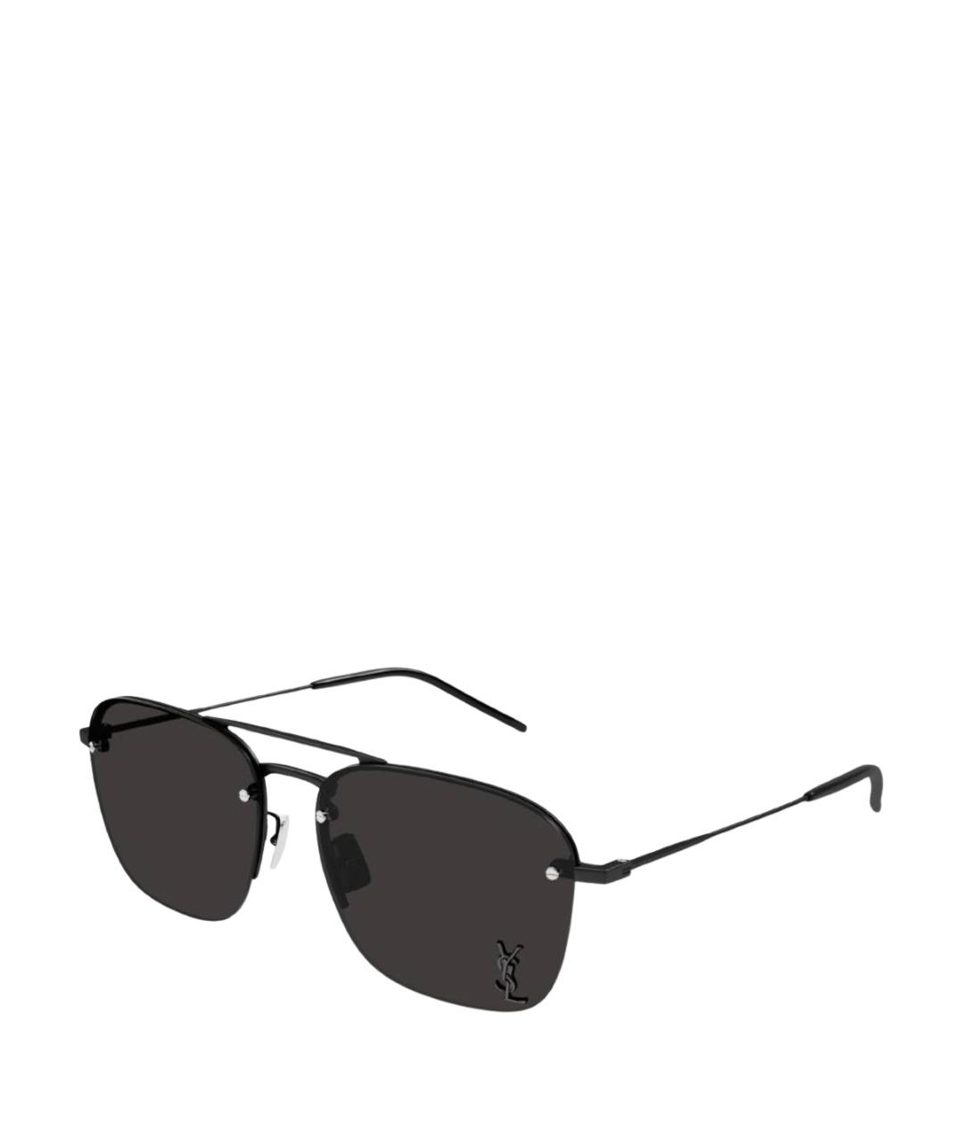 SAINT LAURENT Черные металлические солнцезащитные очки, фото 1