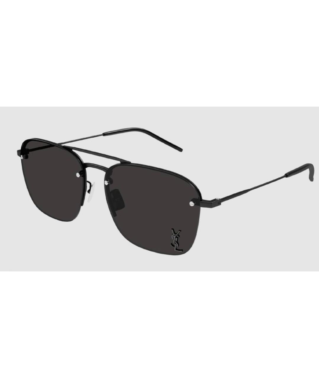 SAINT LAURENT Черные металлические солнцезащитные очки, фото 5