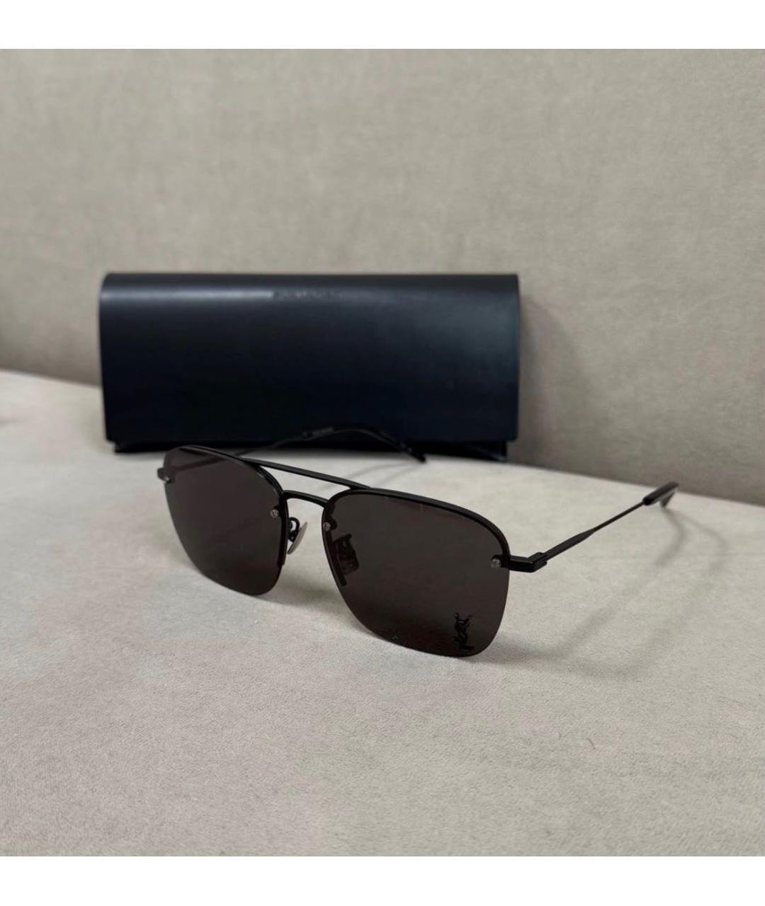 SAINT LAURENT Черные металлические солнцезащитные очки, фото 2
