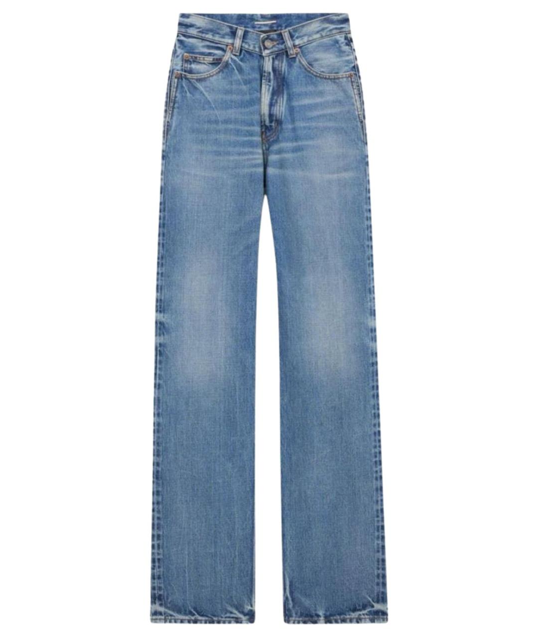 SAINT LAURENT Голубые хлопковые прямые джинсы, фото 1