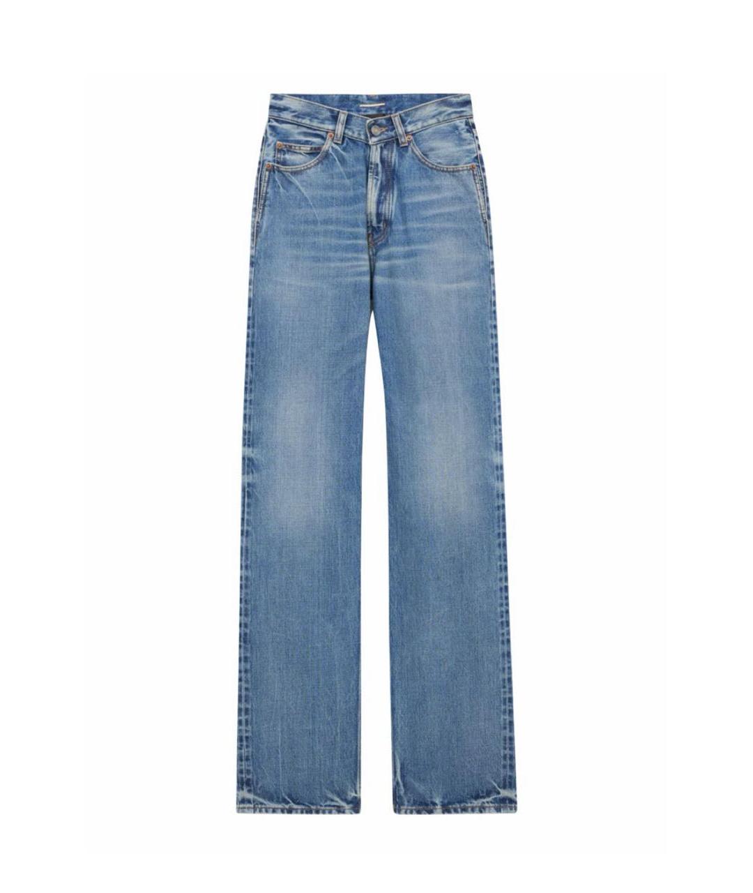 SAINT LAURENT Голубые хлопковые прямые джинсы, фото 9