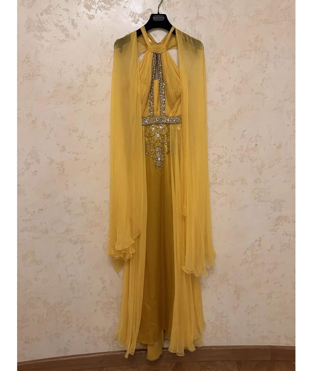 ZUHAIR MURAD Желтое шелковое вечернее платье, фото 3