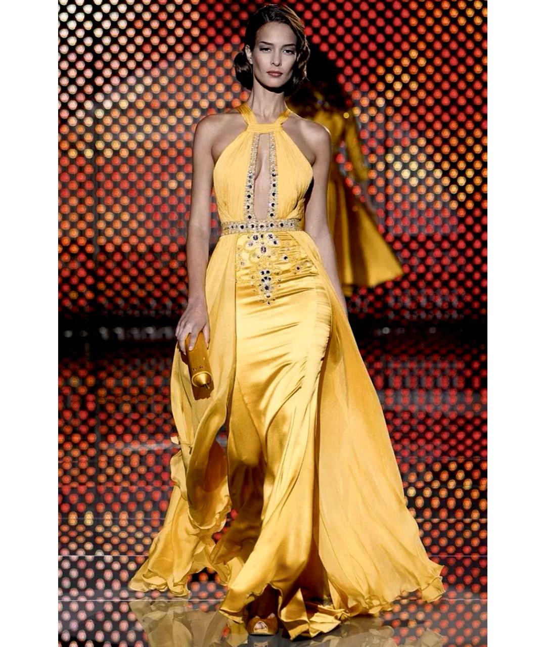 ZUHAIR MURAD Желтое шелковое вечернее платье, фото 7
