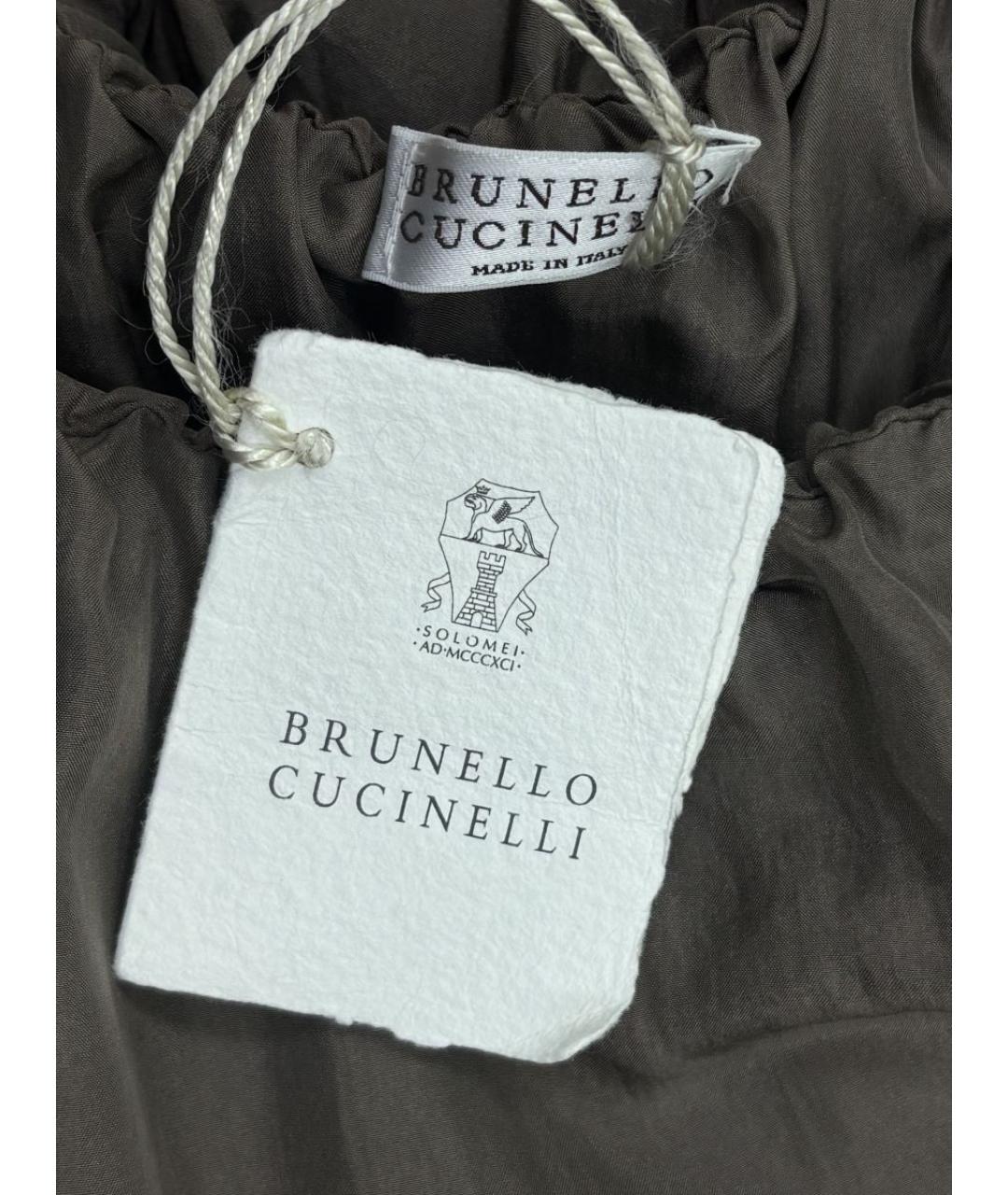 BRUNELLO CUCINELLI Коричневое шелковое платье, фото 3