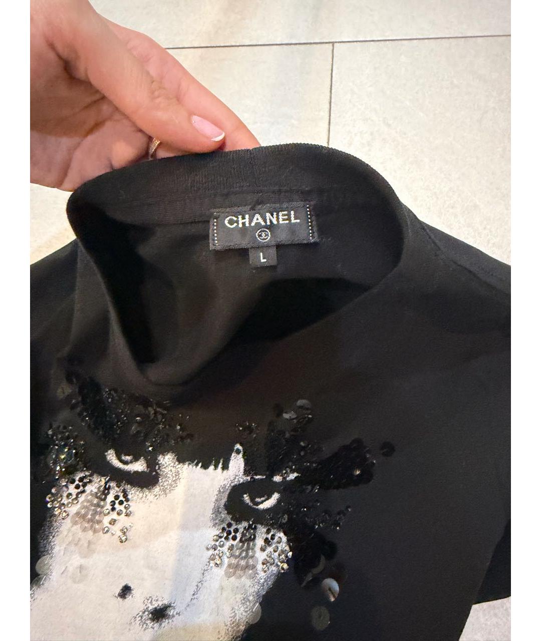 CHANEL Черная футболка, фото 3