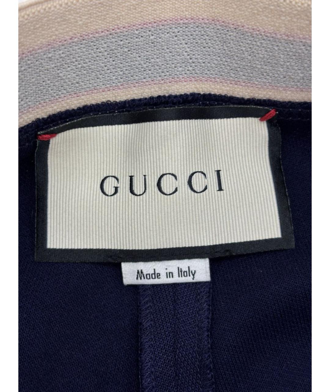 GUCCI Темно-синие хлопковые брюки узкие, фото 3