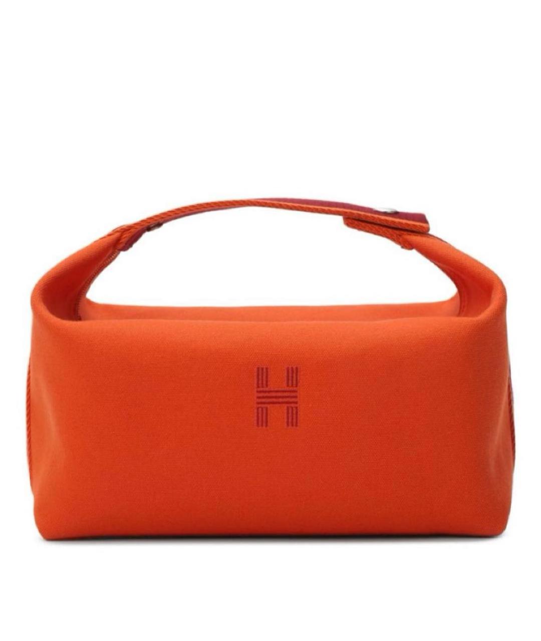 HERMES Оранжевая хлопковая косметичка, фото 8
