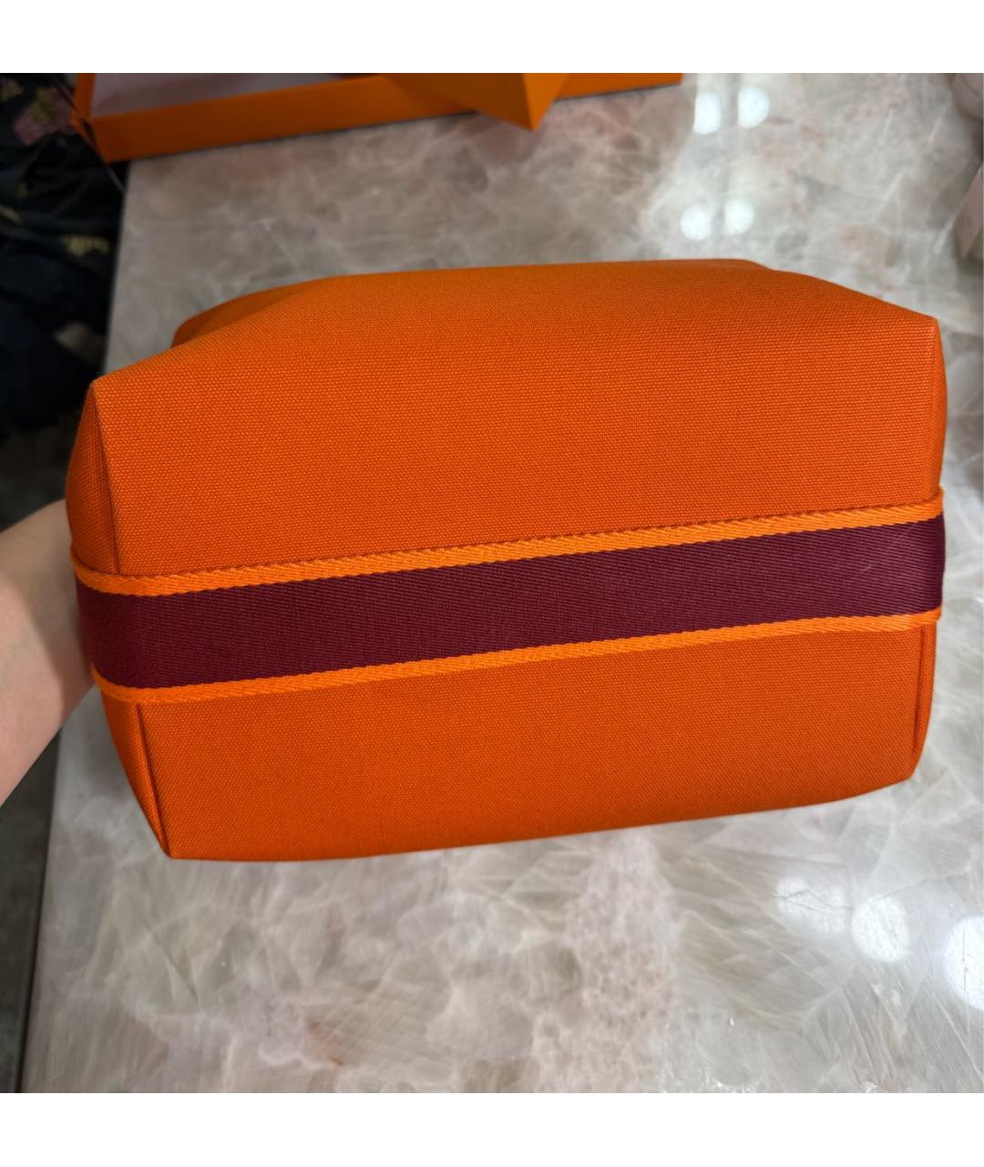 HERMES Оранжевая хлопковая косметичка, фото 7