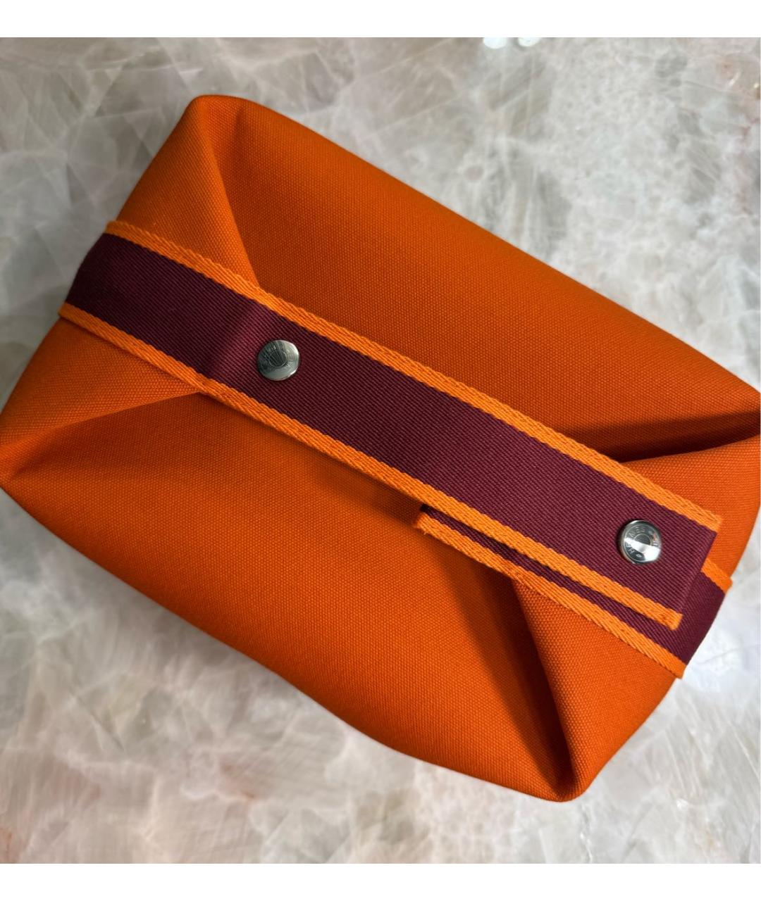 HERMES Оранжевая хлопковая косметичка, фото 3
