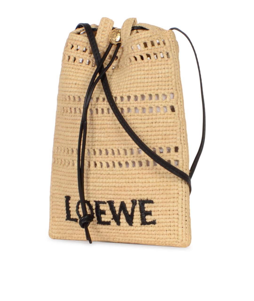 LOEWE Бежевая плетеная сумка через плечо, фото 2