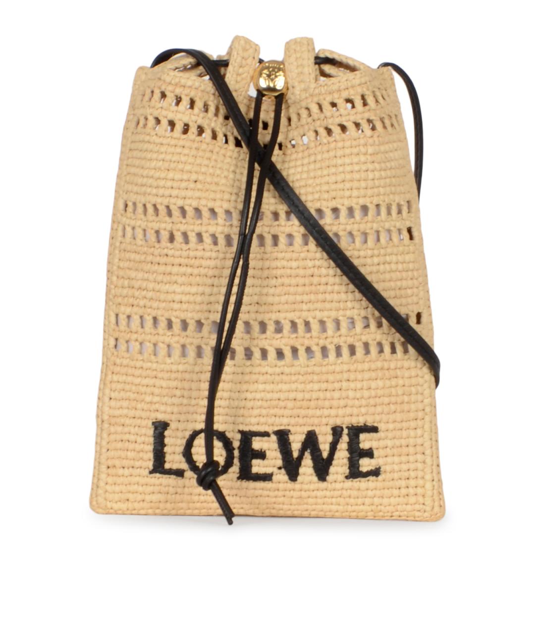 LOEWE Бежевая плетеная сумка через плечо, фото 1